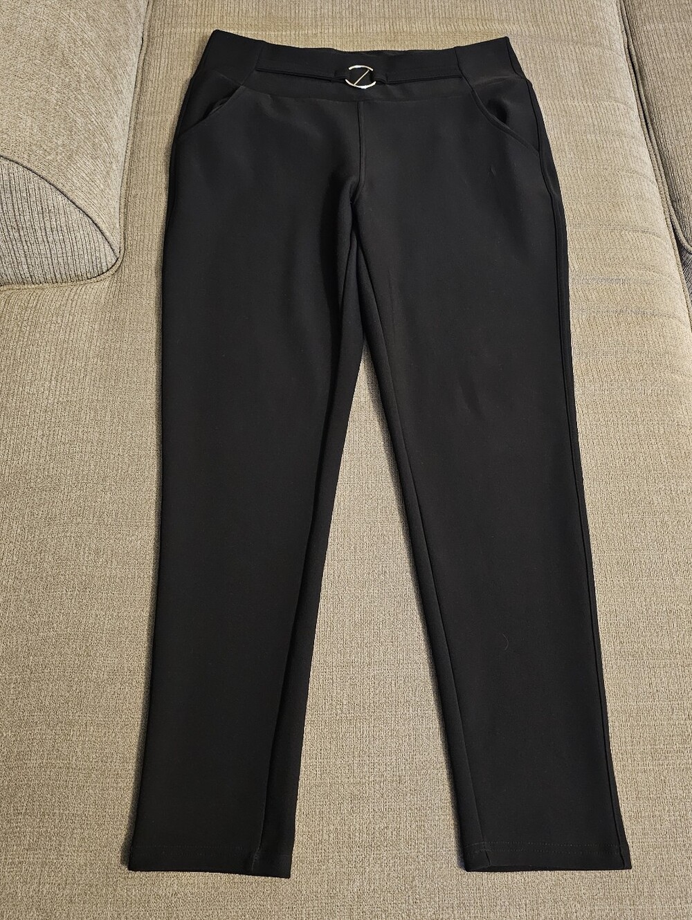 Maze Collection Stretch Black Casual Work Pull-On Ankle Legging Pants Size XL